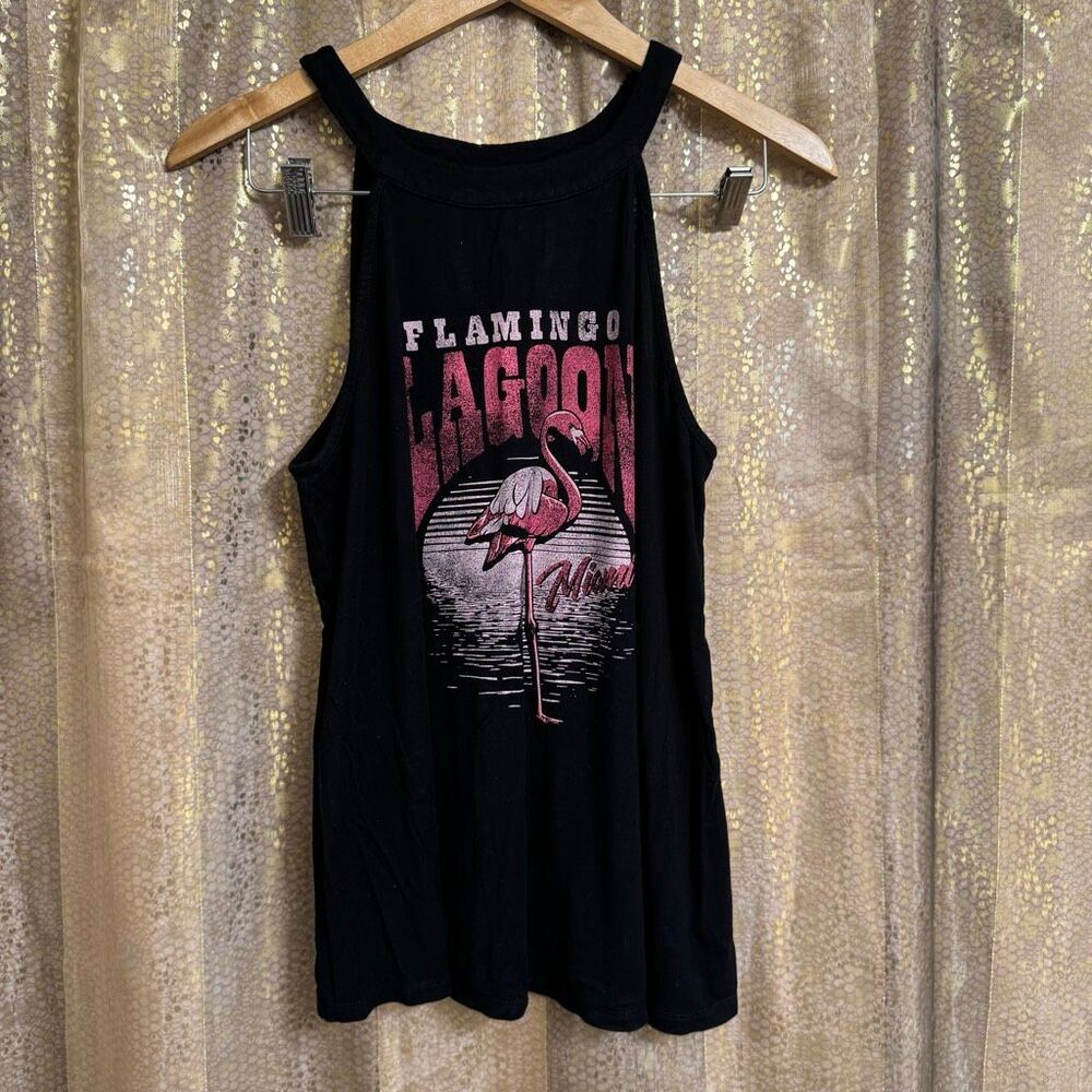Torrid Black Pink Super Soft Flamingo Lagoon Miami Tank Top 00 M/L